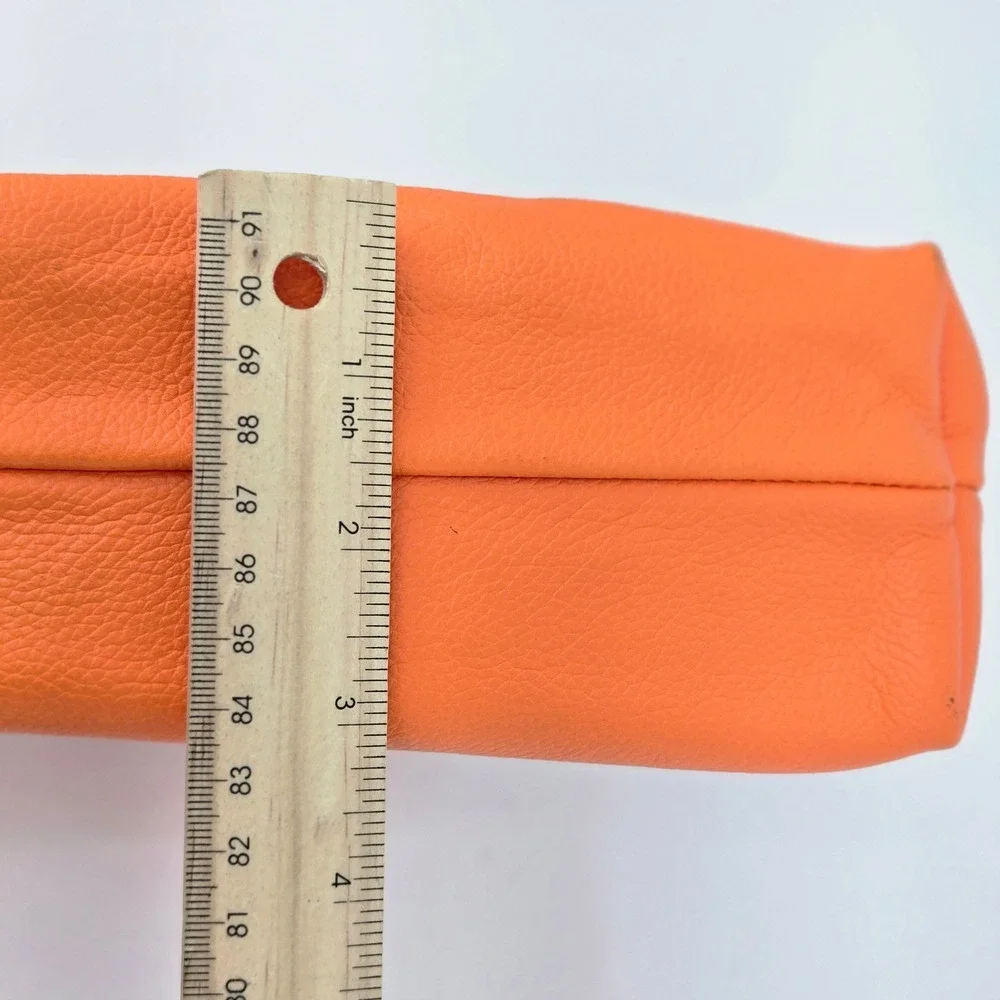 Gioia Chiara Firenze Orange Leather Zip Crossbody Bag Clutch NWT No Strap Italy